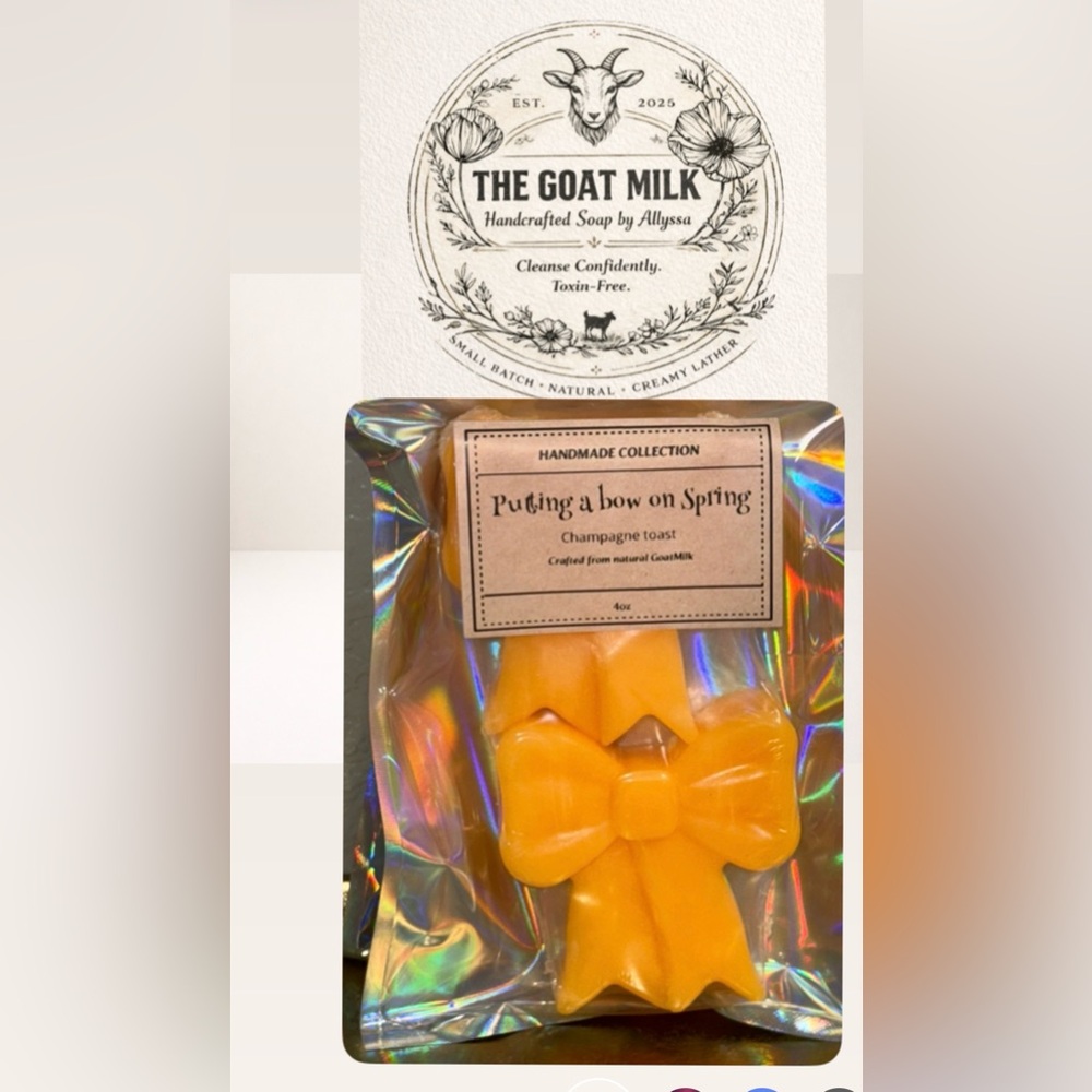 Handmade Goat Milk  Neon Orange champagne toast Soap bows